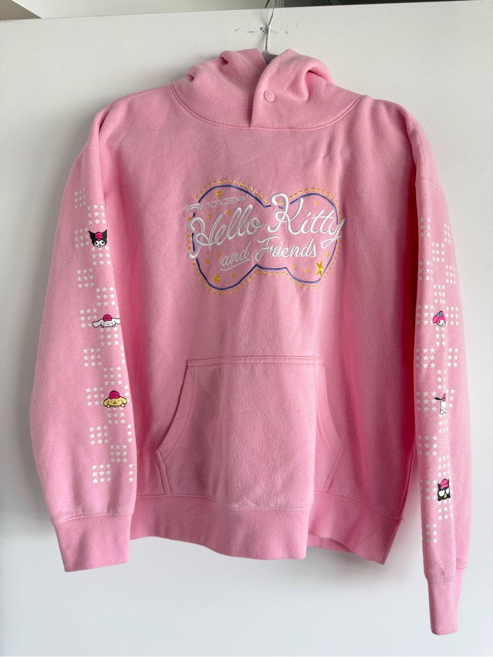 Pink Hoodie with 'Hello Kitty and Friends' Graphic - F1 Grand Prix - Small